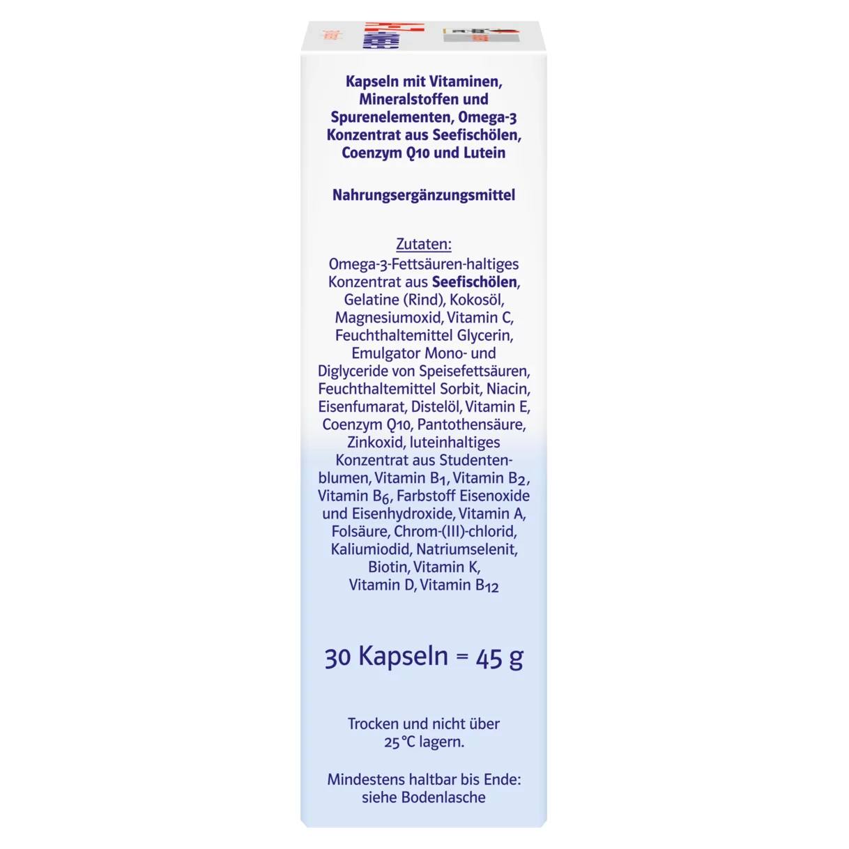 Abbildung der Produktverpackung Doppelherz system A-Z + OMEGA-3 Seitenansicht rechts